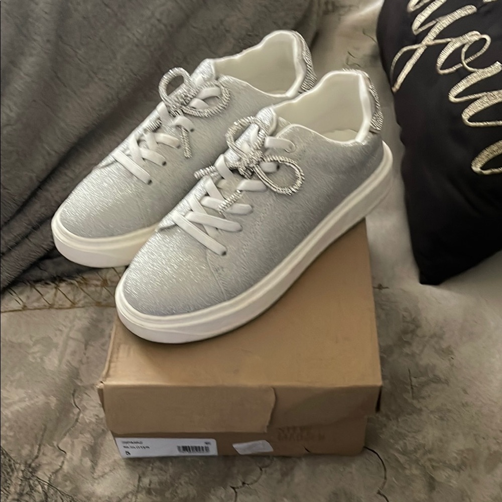 Steve Madden Silver Sneakers with Vulcanized Sole
